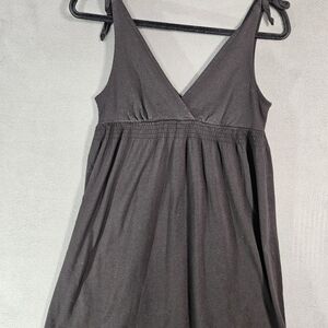 American Eagle Women Medium Mini Dress Black Vneck Sleeveless Ties Oversized Sun